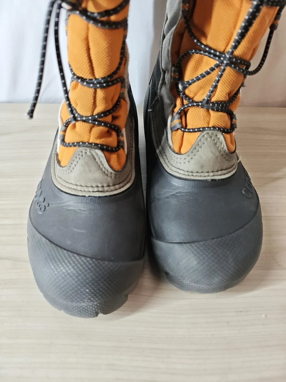 Crocs Snow Boots Toddler Size C2 Orange Gray Black Snomini Primaloft Winter